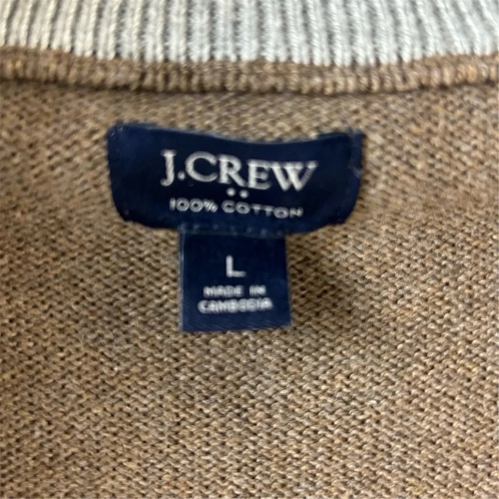 J.Crew Men's Brown Quarter Zip Pullover Sweater Size L Casual‎ Knit - Picture 4 of 9